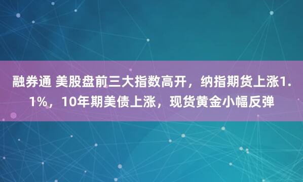 融券通 美股盘前三大指数高开，纳指期货上涨1.1%，10年期美债上涨，现货黄金小幅反弹
