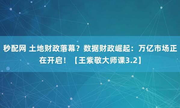 秒配网 土地财政落幕？数据财政崛起：万亿市场正在开启！【王紫敬大师课3.2】