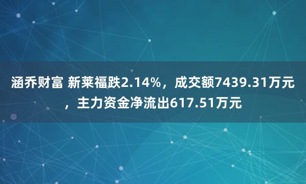 涵乔财富 新莱福跌2.14%，成交额7439.31万元，主力资金净流出617.51万元